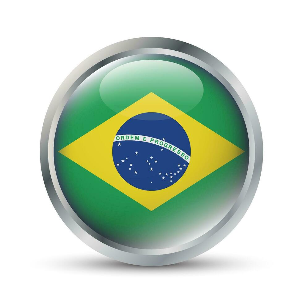 Brazil Flag 3D Badge Illustration vector