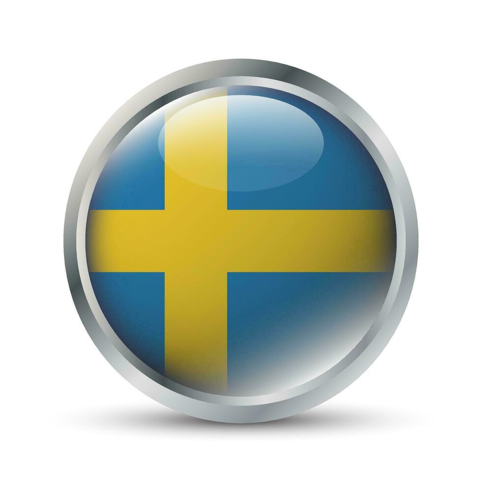 Sweden Flag 3D Badge Illustration vector