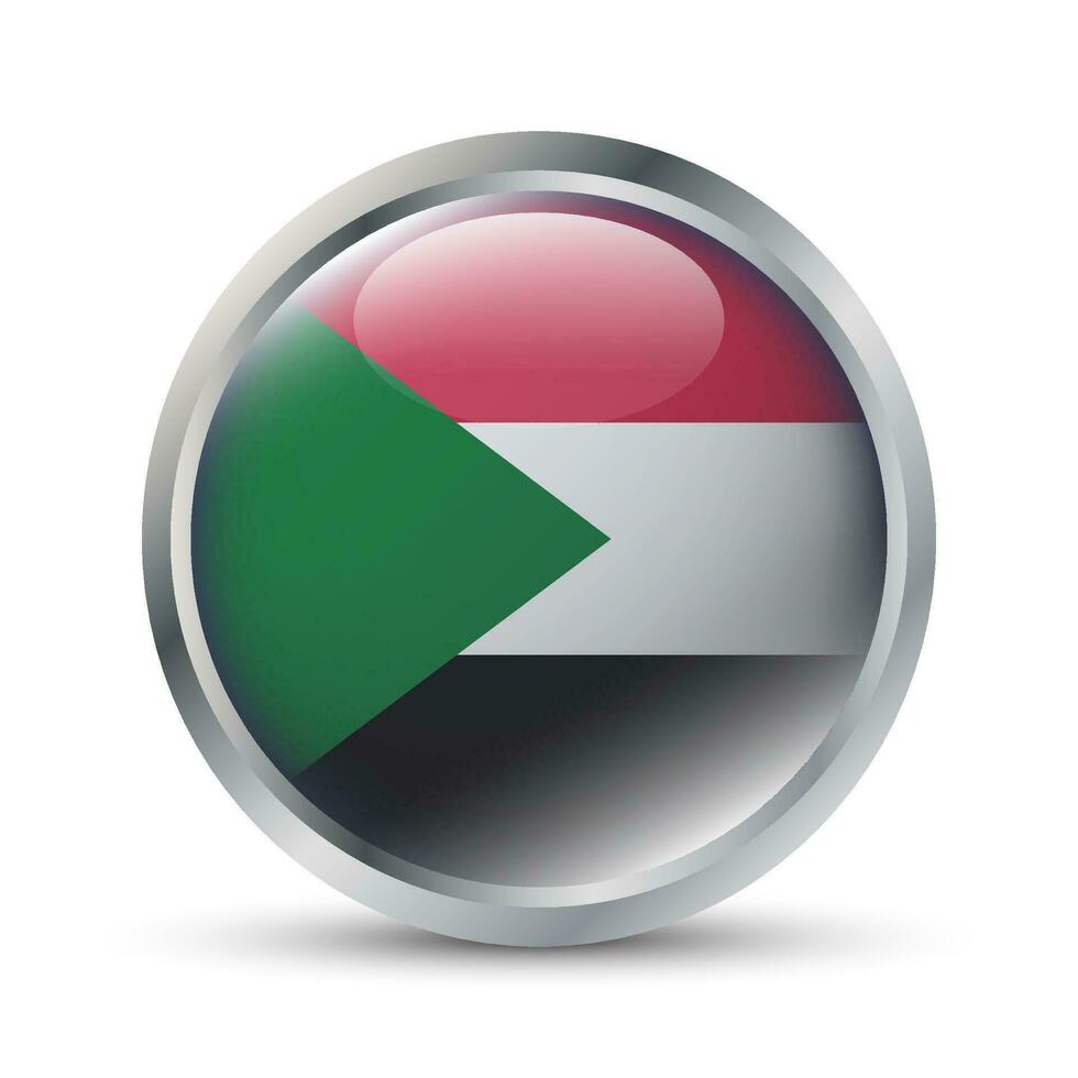 Sudan Flag 3D Badge Illustration vector