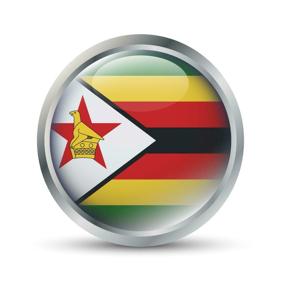 Zimbabwe Flag 3D Badge Illustration vector