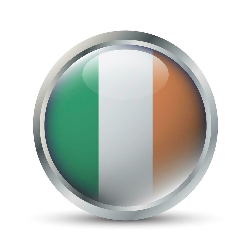 Ireland Flag 3D Badge Illustration vector