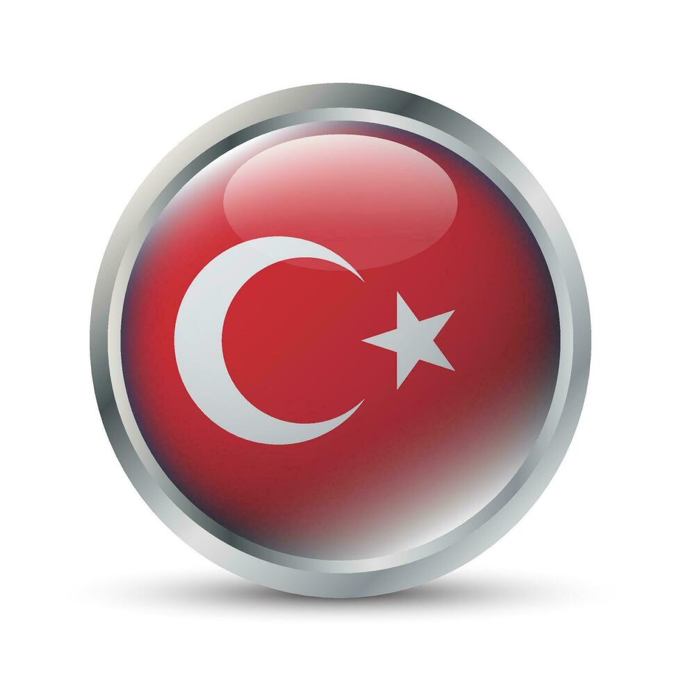Turkey Flag 3D Badge Illustration vector