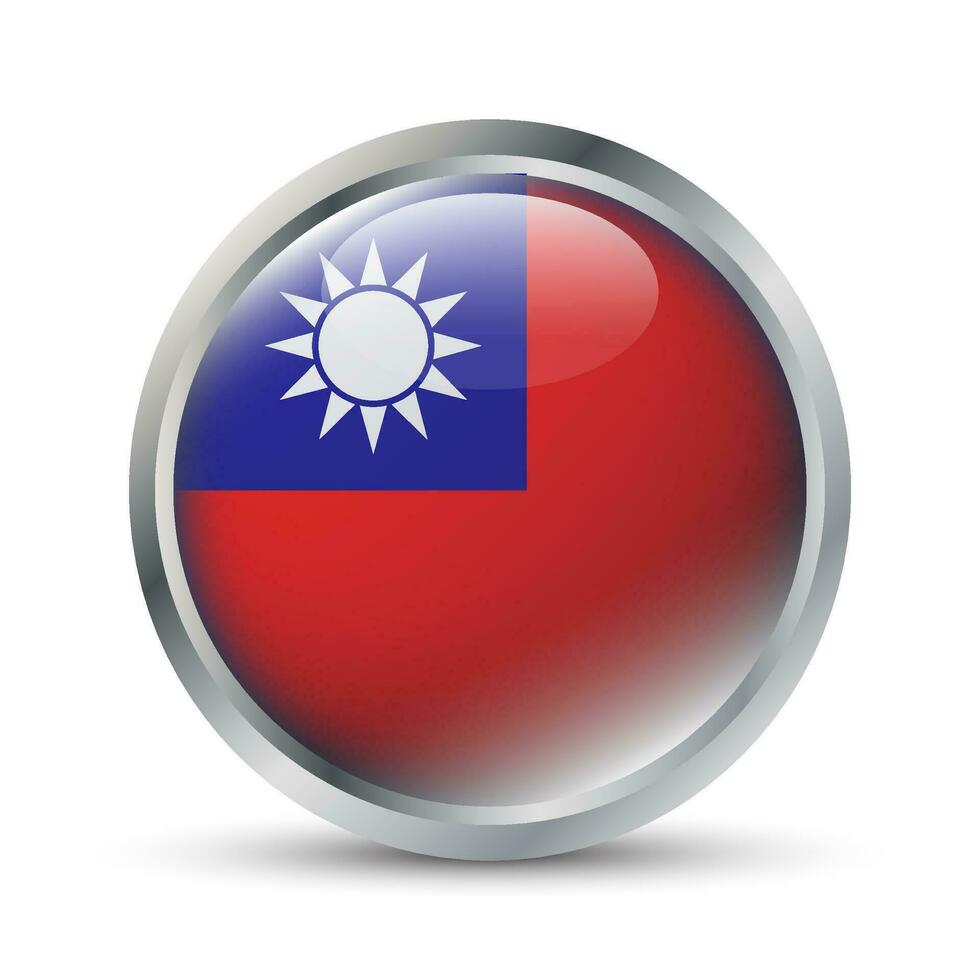 Taiwan Flag 3D Badge Illustration vector