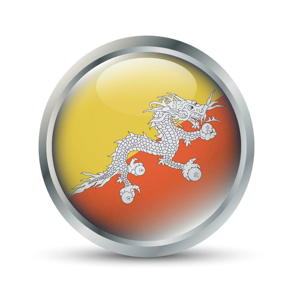 Bhutan Flag 3D Badge Illustration vector