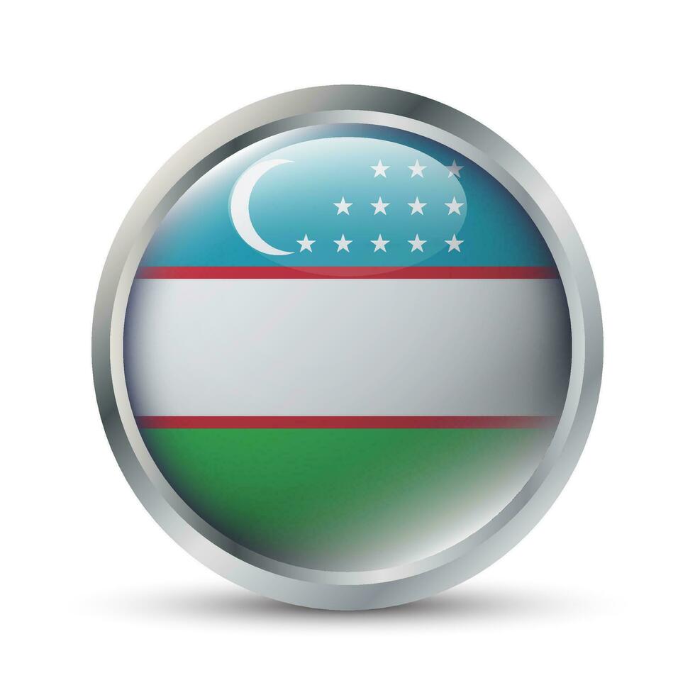 Uzbekistan Flag 3D Badge Illustration vector