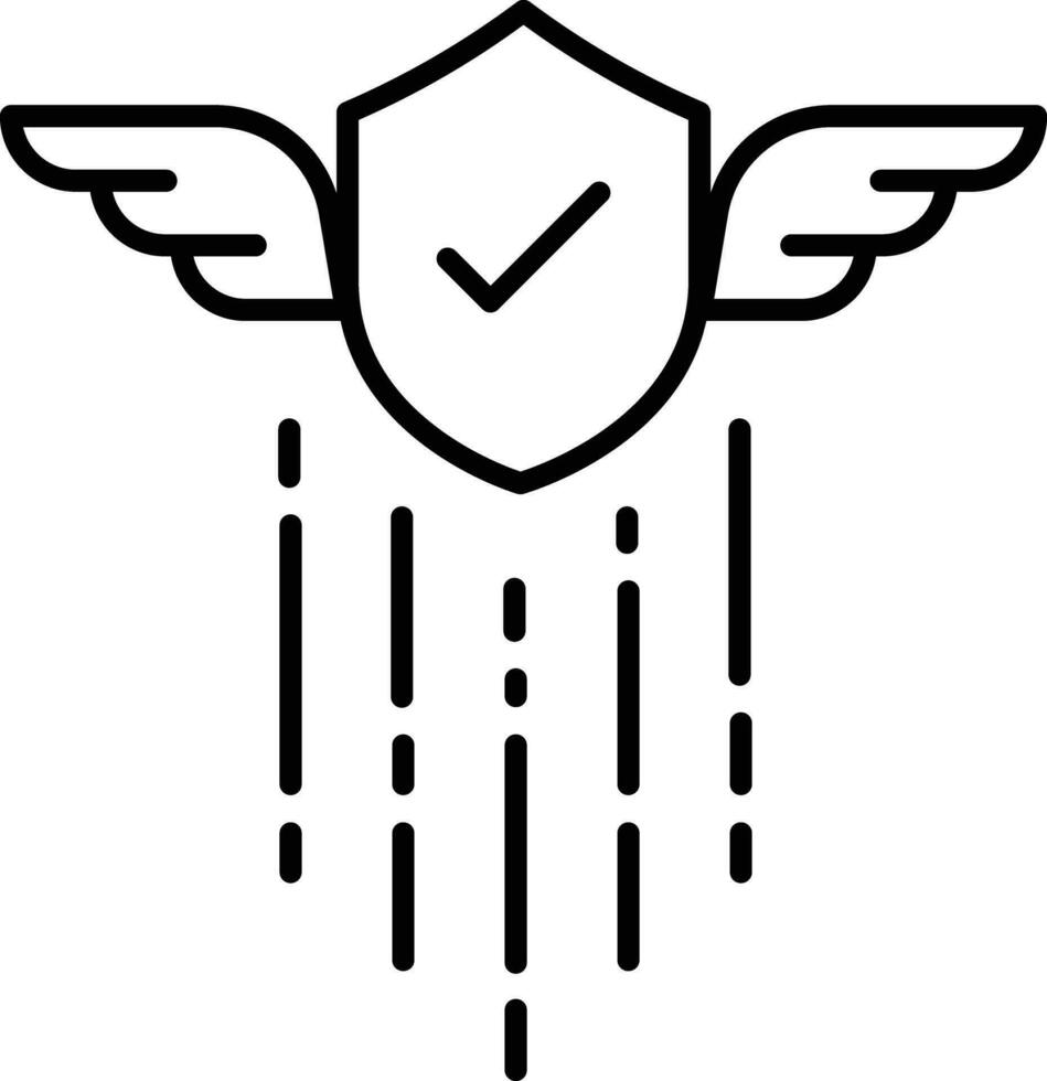 Shield wings Outline vector illustration icon