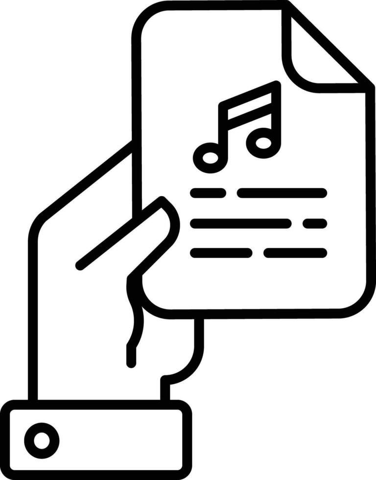 Music text file Outline vector illustration icon