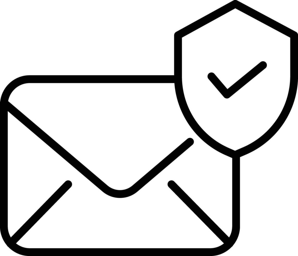 Mail security check Outline vector illustration icon