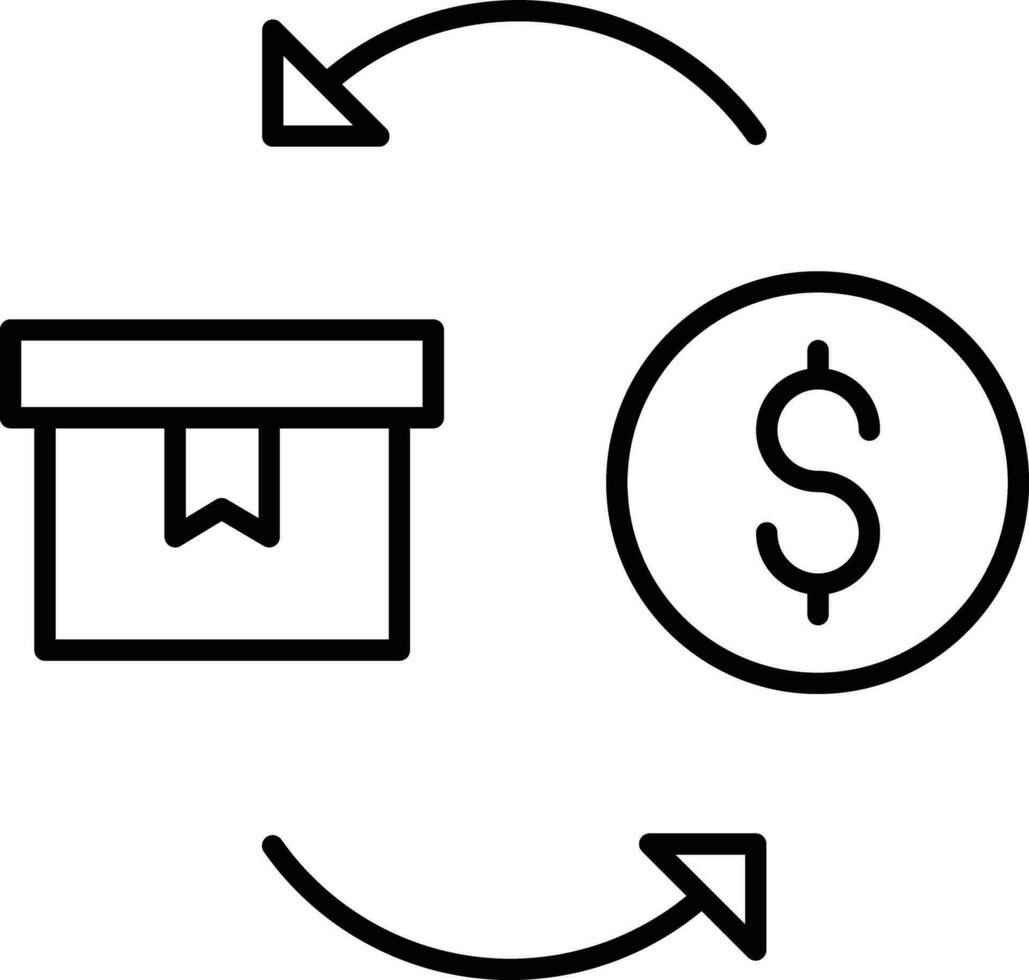 Package cost Outline vector illustration icon