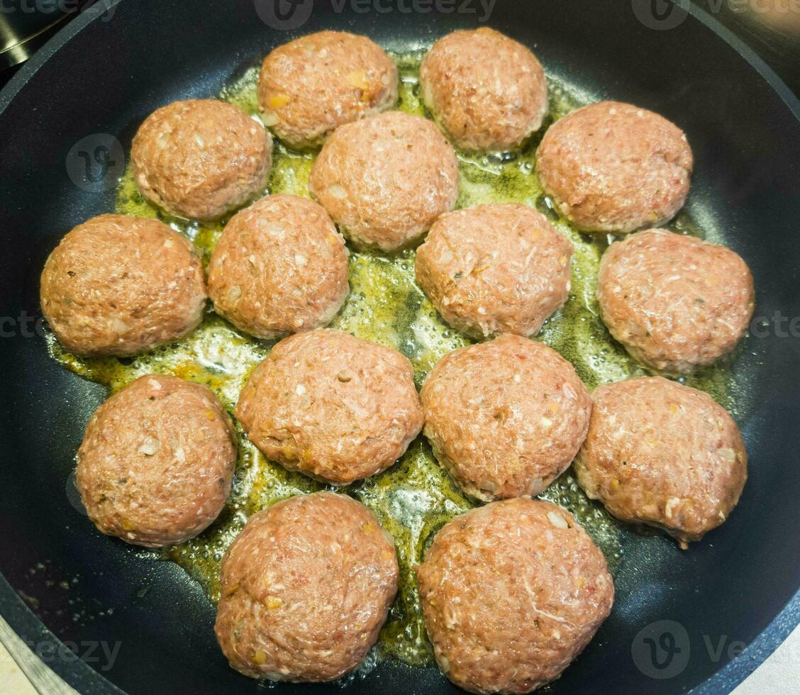 Fried meatballs with cabbage and parsley potatoes photo