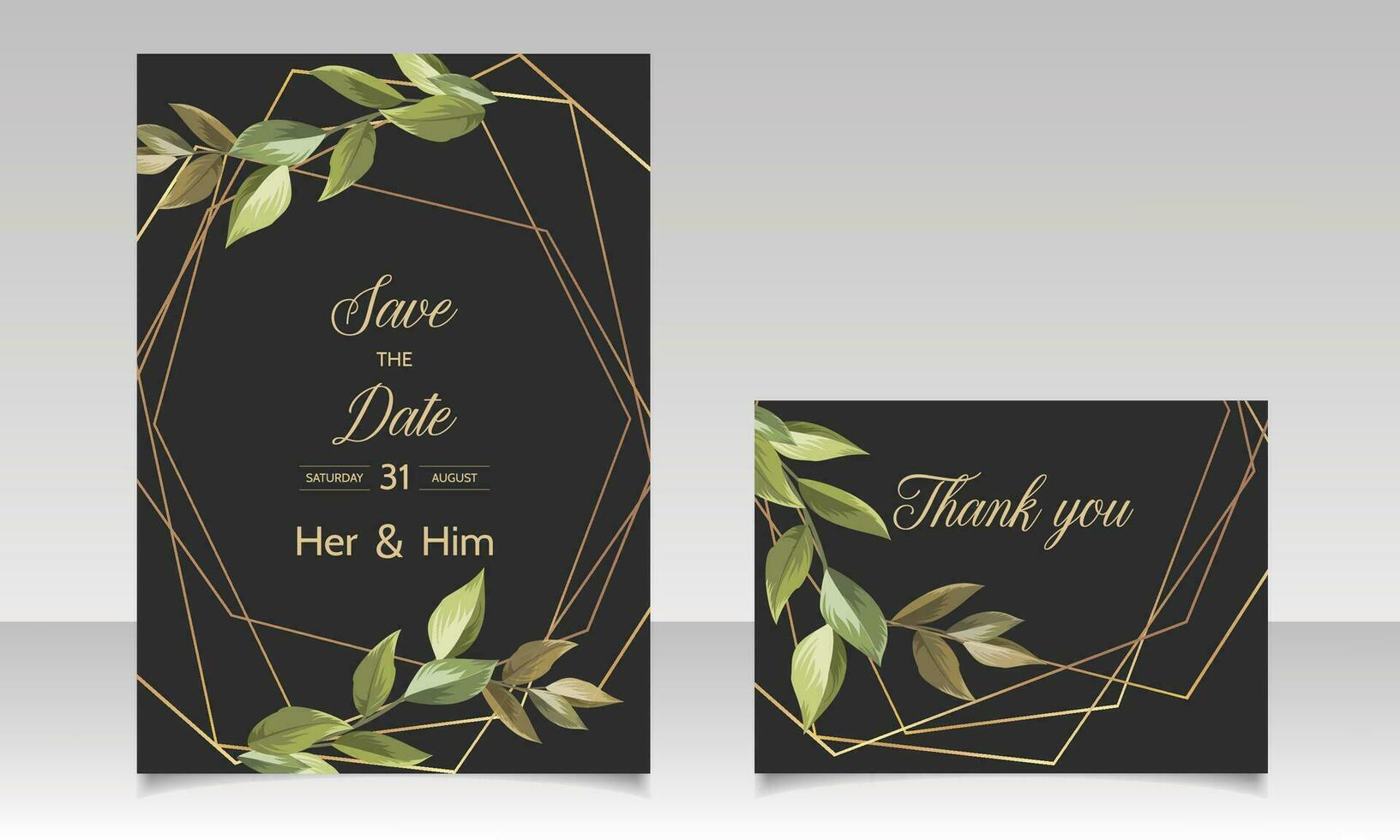 wedding invitation card with Eucalyptus leaves template vector