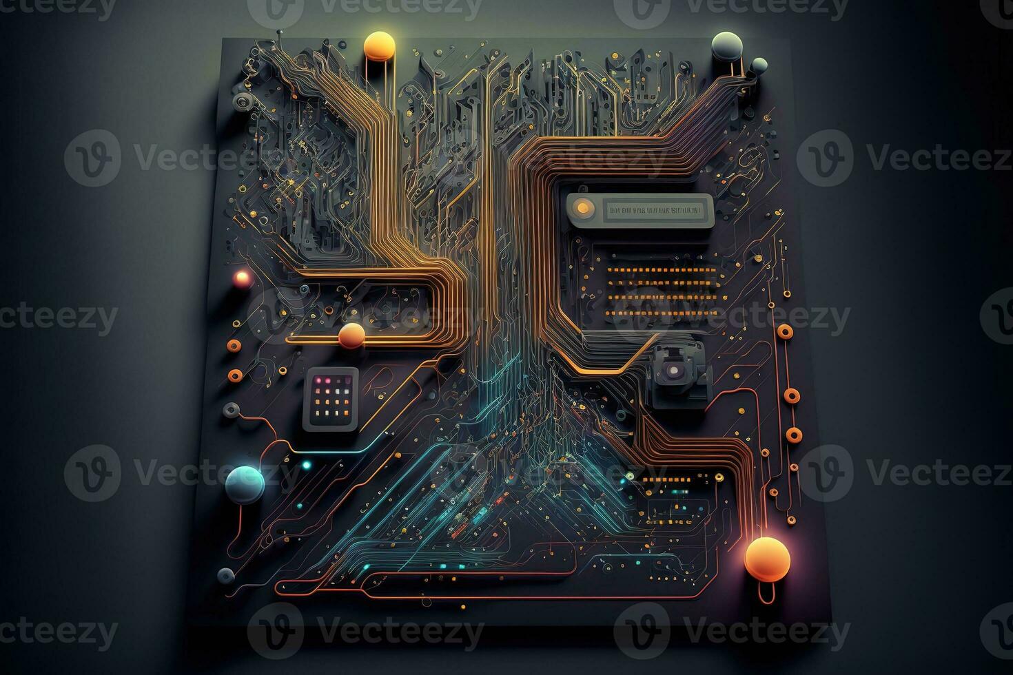 AI generated a circuit board with a tree on it photo
