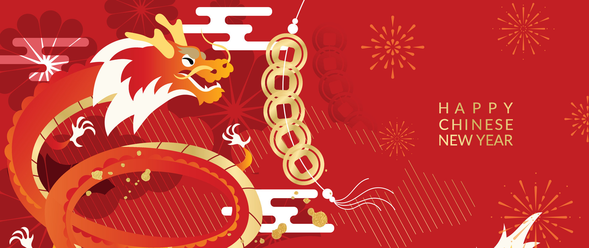 Happy Chinese new year background vector. Year of the dragon design