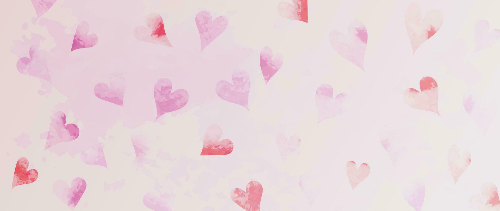 contento san valentin día rosado antecedentes vector. romántico símbolo dibujo de rosado garabatear corazones acuarela textura. amor ilustración para saludo tarjeta, web bandera, tela, paquete, cubrir. vector