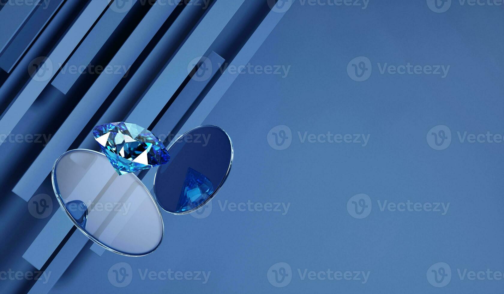 Abstract sapphire blue diamonds gem with abstract background 3d rendering without ai generated photo