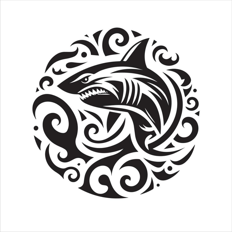 tiburón tribal logo icono diseño ilustración vector