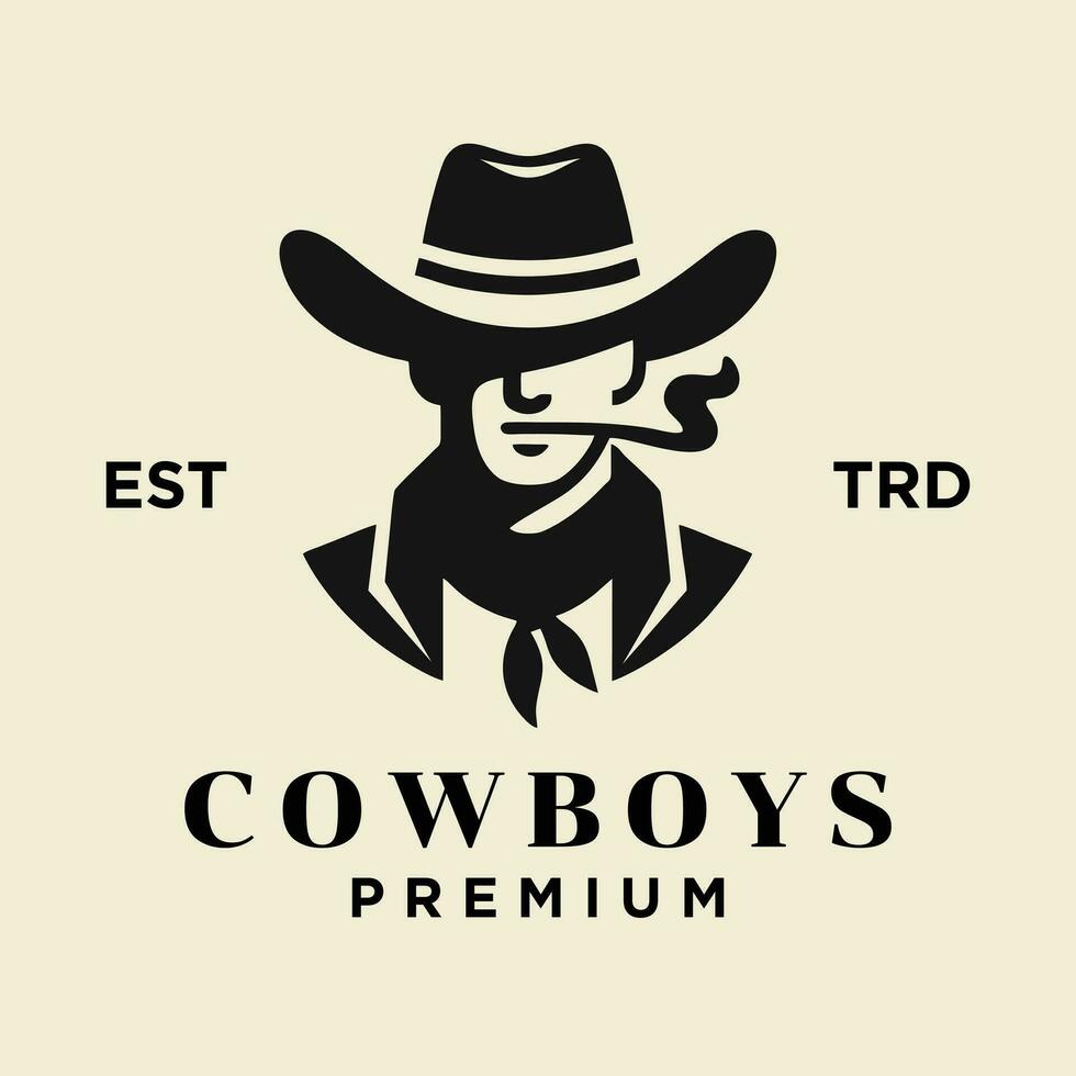 Cowboy head front face logo icon design vector