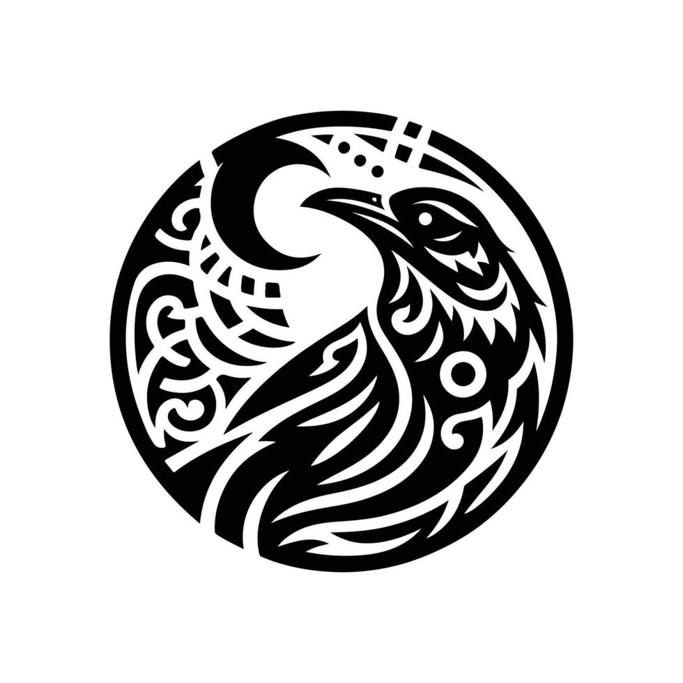 Raven tribal tattoo logo icon design vector