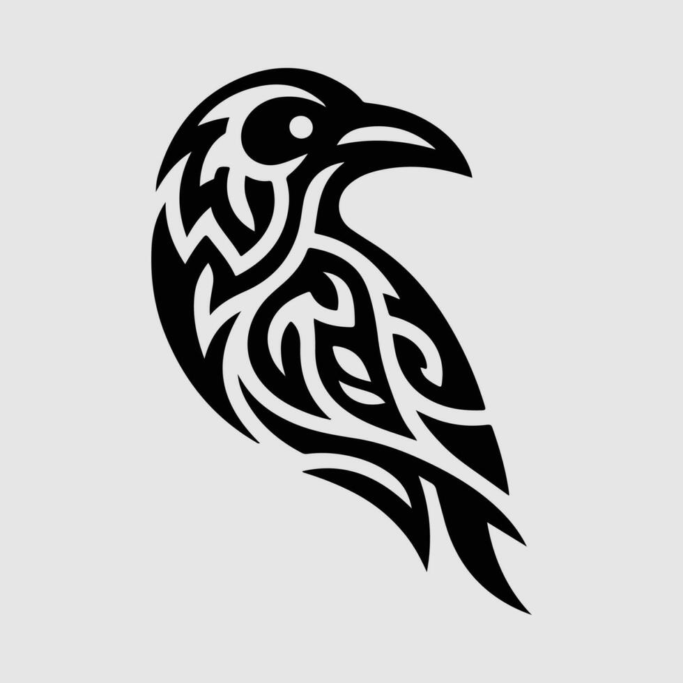 Raven tribal tattoo logo icon design vector