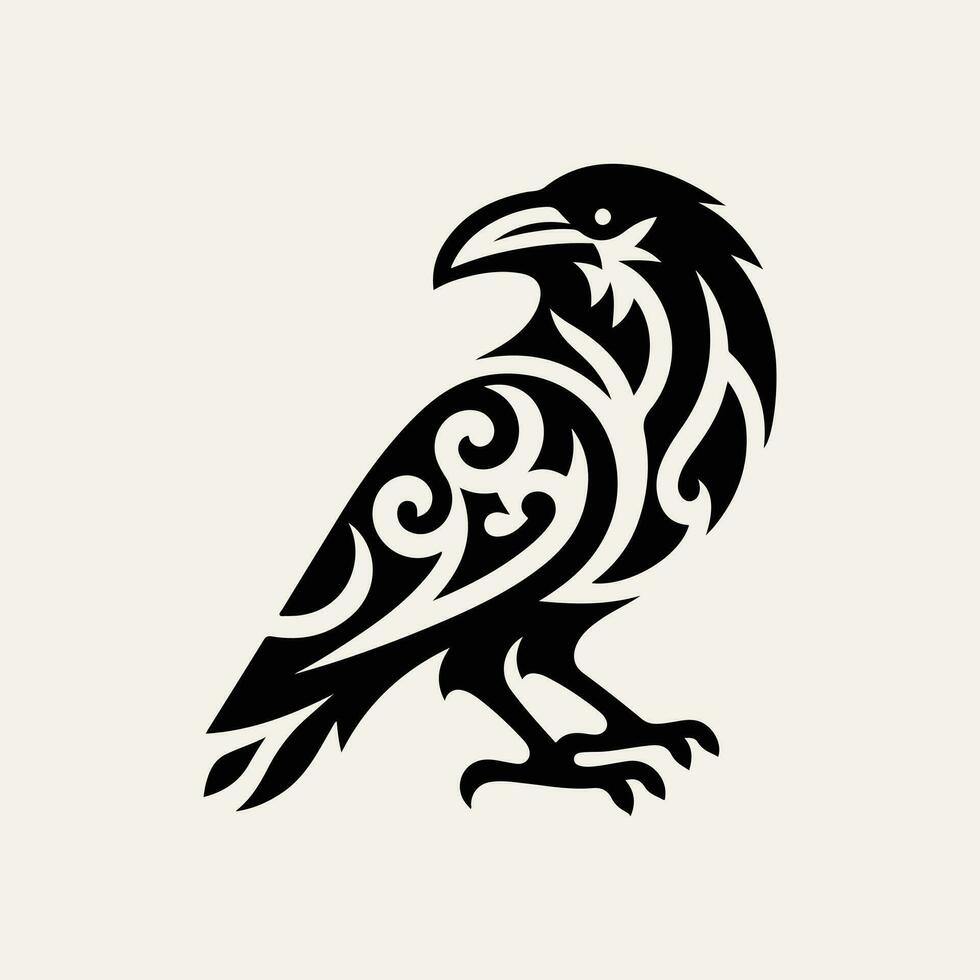 Raven tribal tattoo logo icon design vector