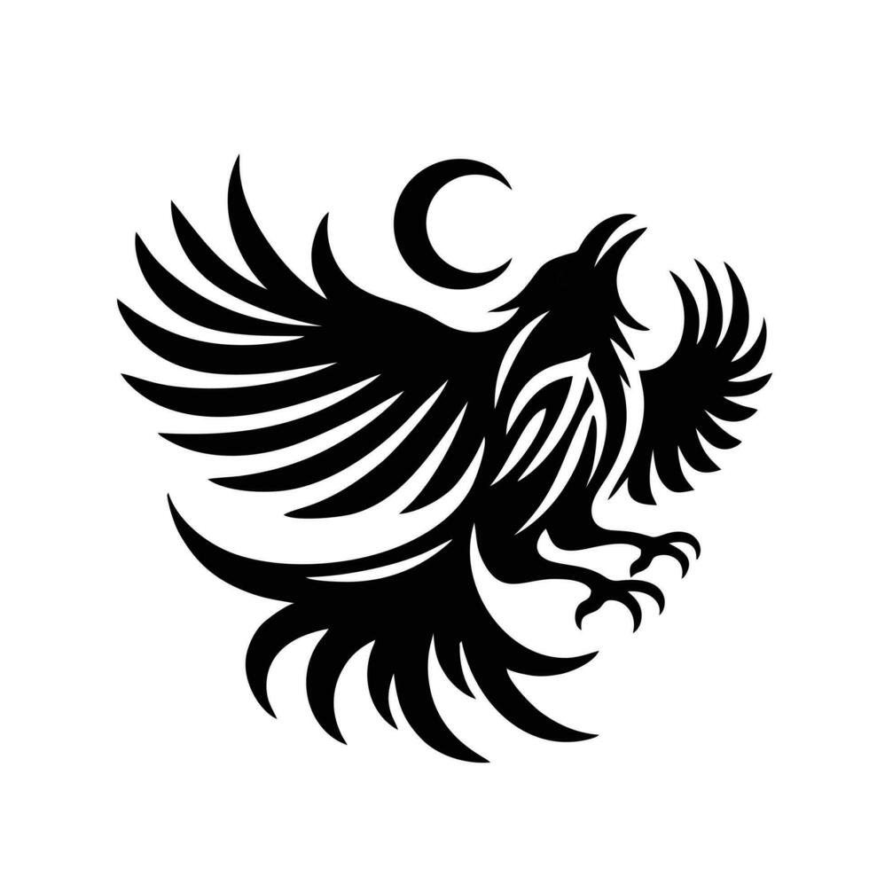 Raven tribal tattoo logo icon design vector