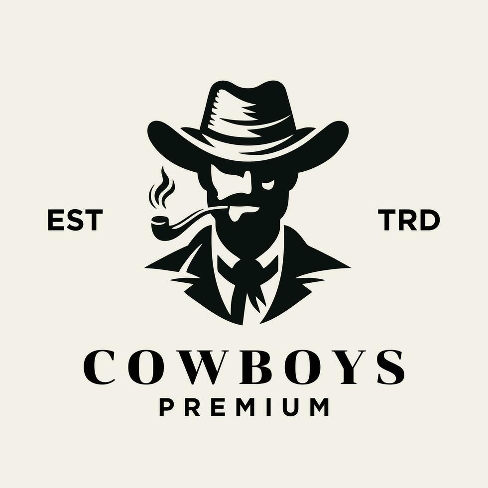 Cowboy head front face logo icon design vector