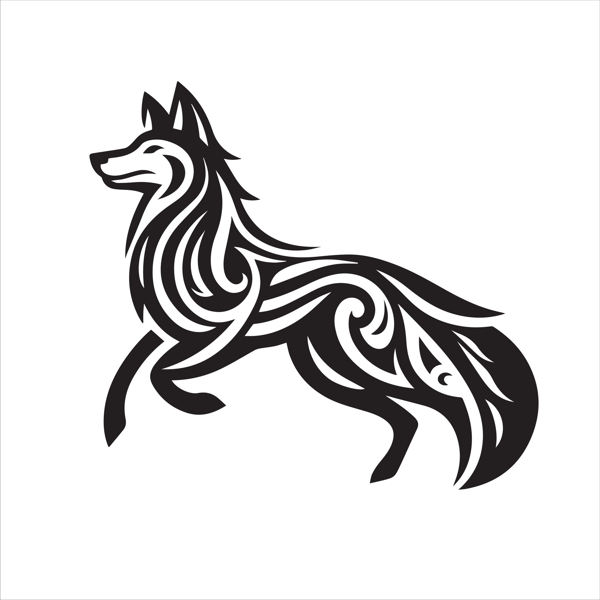 wolf tribal tattoo logo icon design illustration 36383412 Vector Art at ...