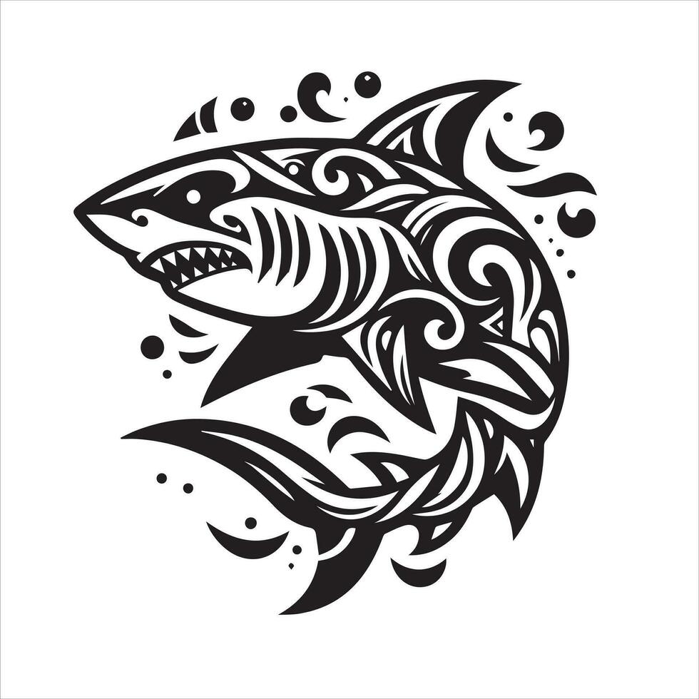 tiburón tribal logo icono diseño ilustración vector