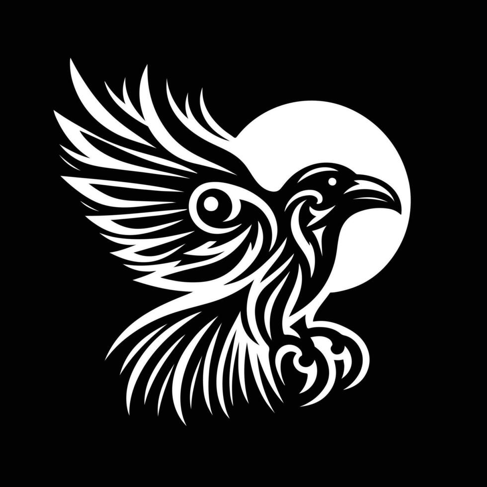 cuervo tribal tatuaje logo icono diseño vector