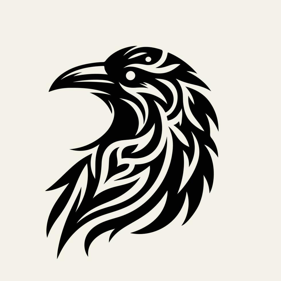 cuervo tribal tatuaje logo icono diseño vector