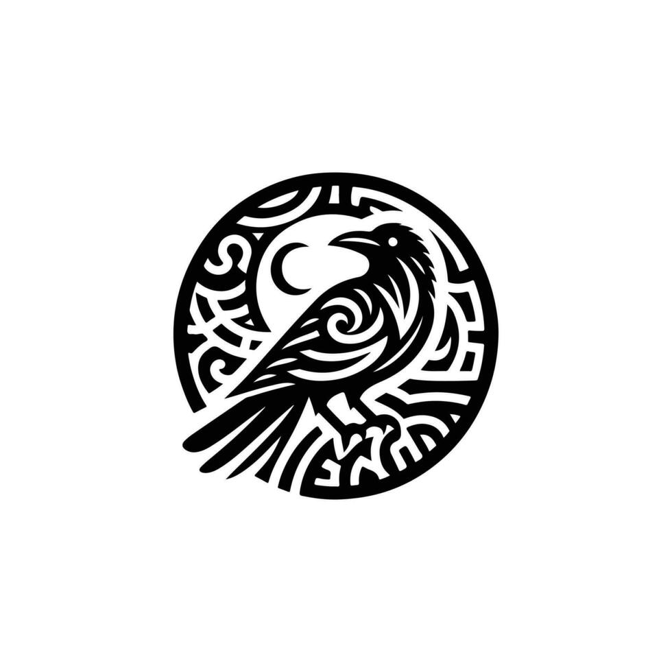 Raven tribal tattoo logo icon design vector