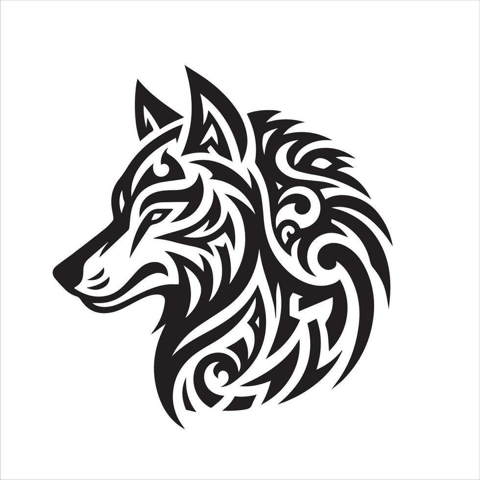 lobo tribal tatuaje logo icono diseño ilustración vector