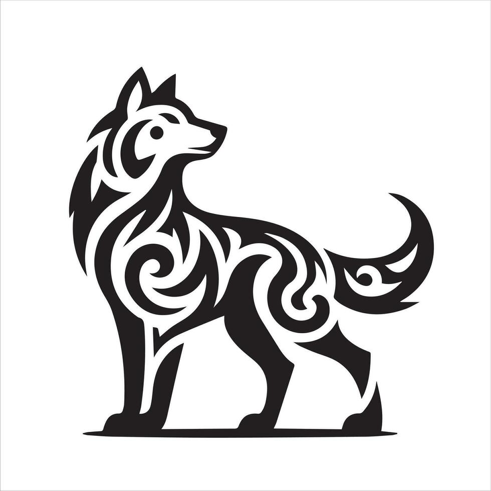 lobo tribal tatuaje logo icono diseño ilustración vector