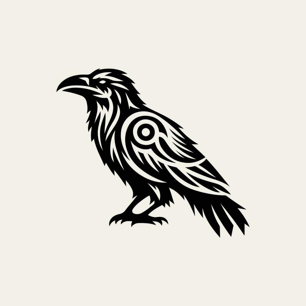 cuervo tribal tatuaje logo icono diseño vector