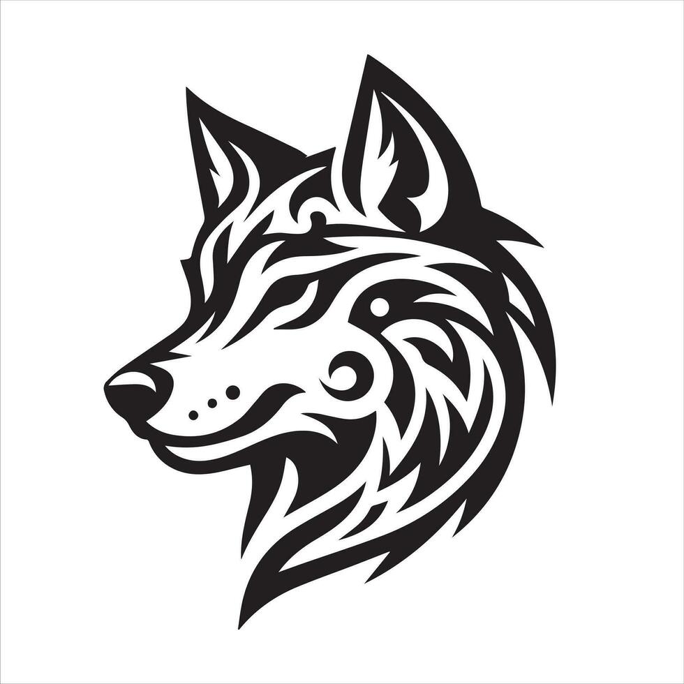 lobo tribal tatuaje logo icono diseño ilustración vector