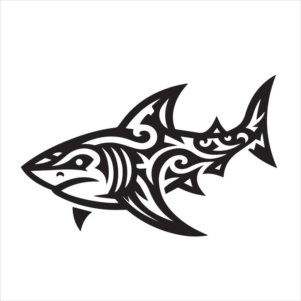 Shark tribal logo icon design illustration vector