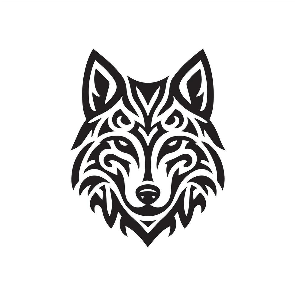 wolf tribal tattoo logo icon design illustration vector