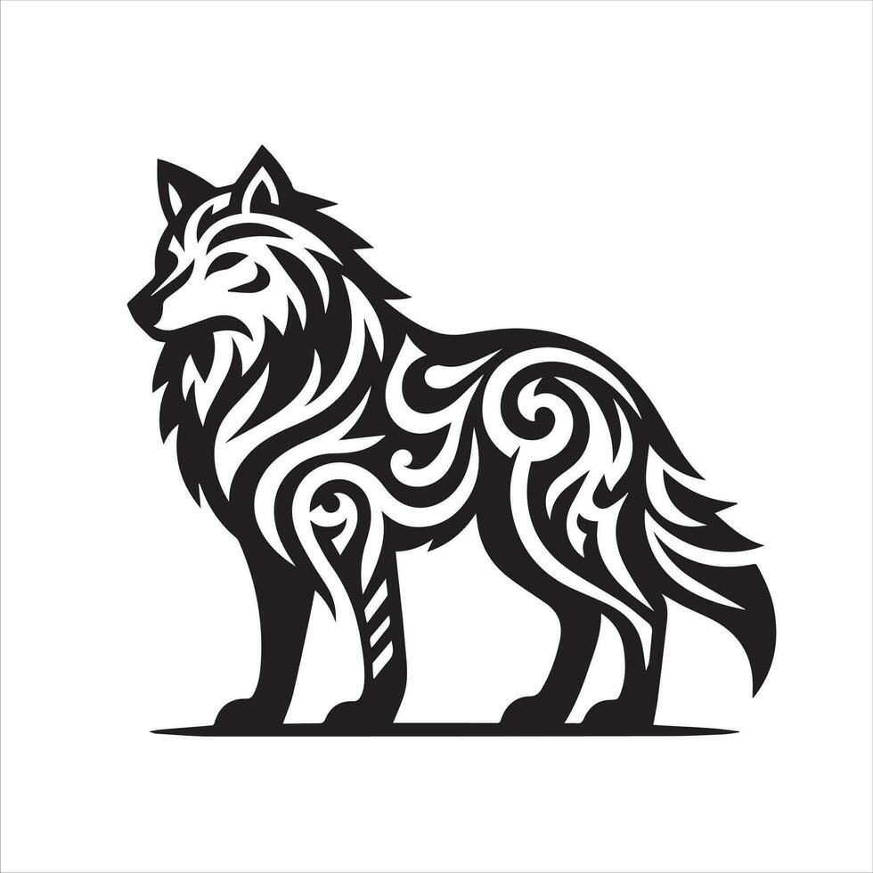 wolf tribal tattoo logo icon design illustration vector