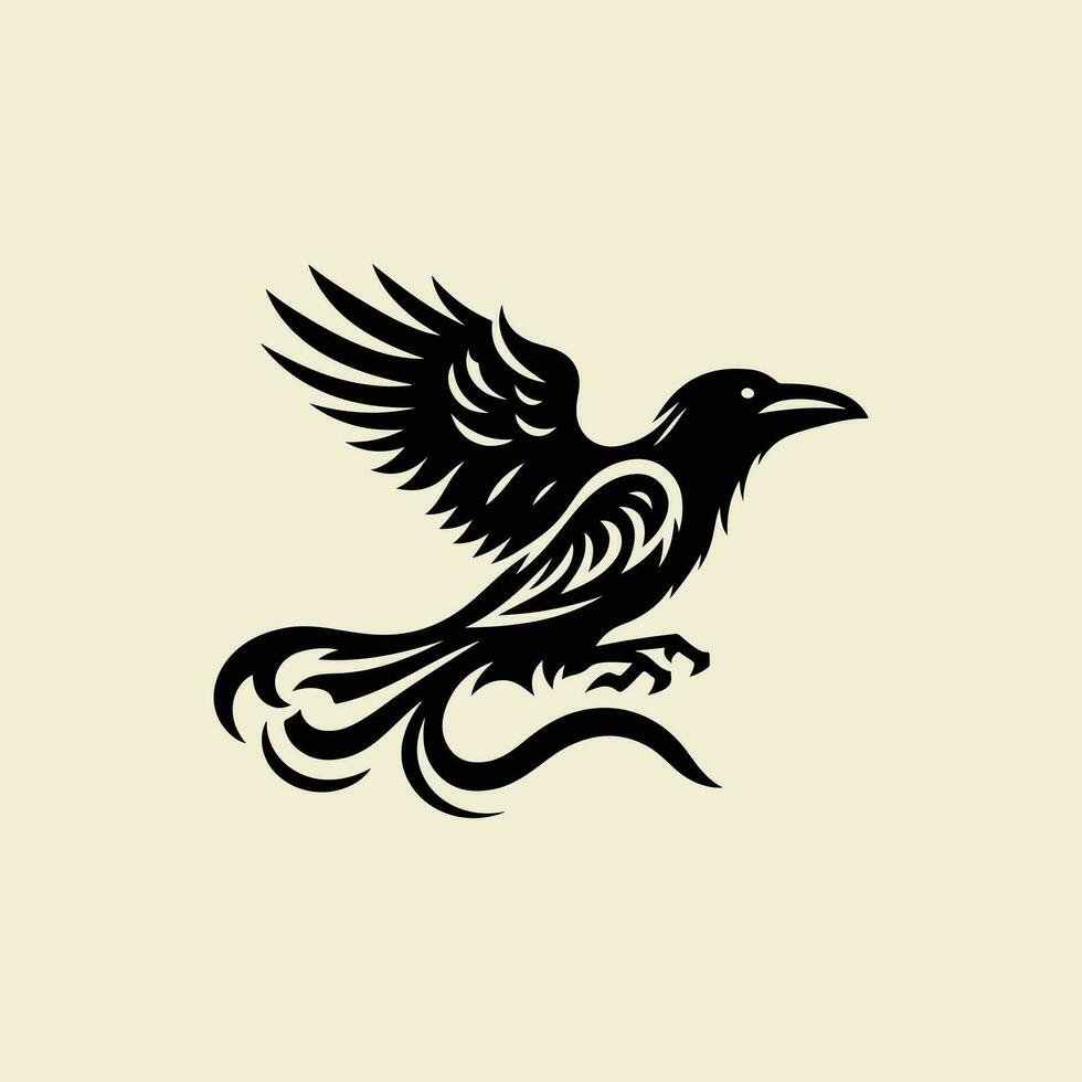 Raven tribal tattoo logo icon design vector