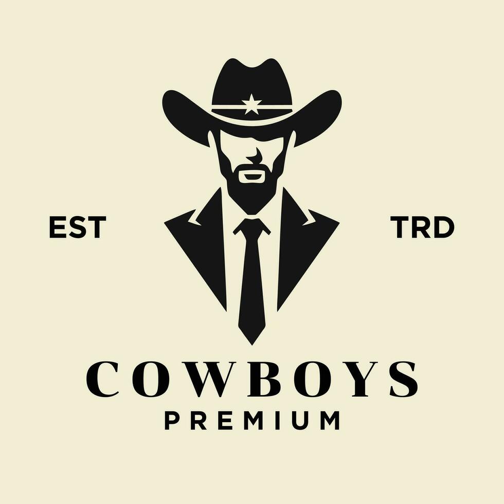 Cowboy head front face logo icon design vector