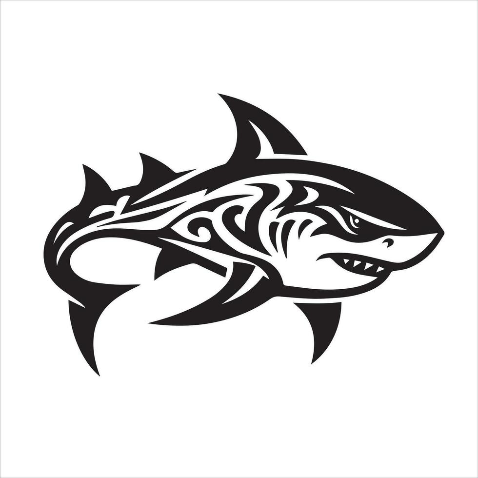 tiburón tribal logo icono diseño ilustración vector