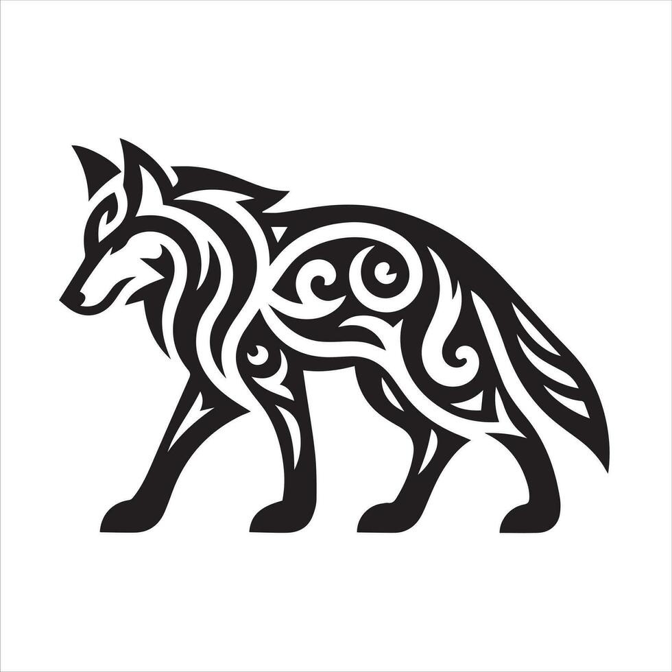 wolf tribal tattoo logo icon design illustration vector