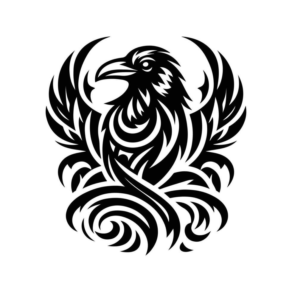 Raven tribal tattoo logo icon design vector