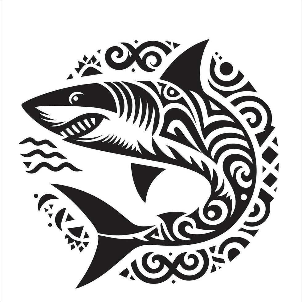 Shark tribal logo icon design illustration vector