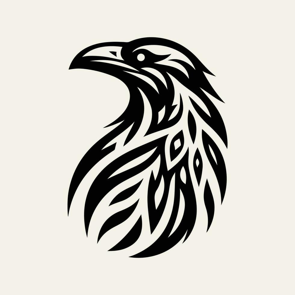 Raven tribal tattoo logo icon design vector