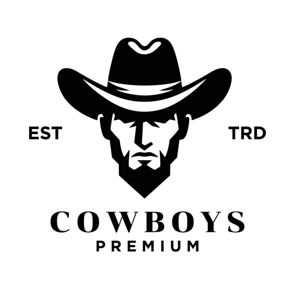 Cowboy head front face logo icon design vector