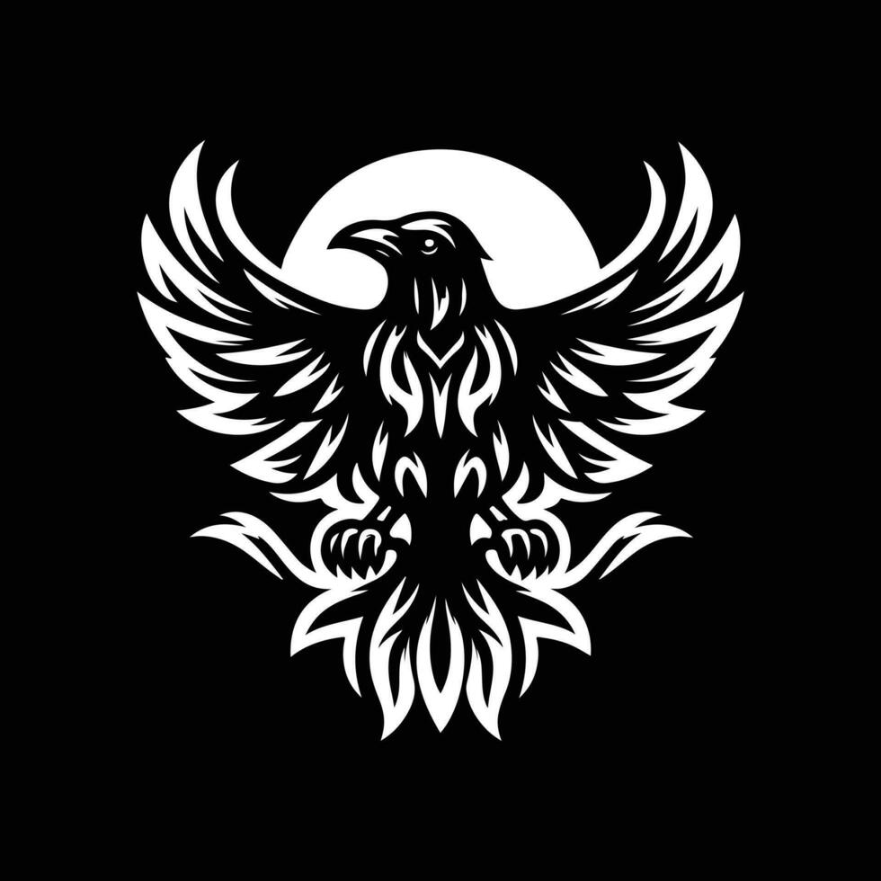 Raven tribal tattoo logo icon design vector