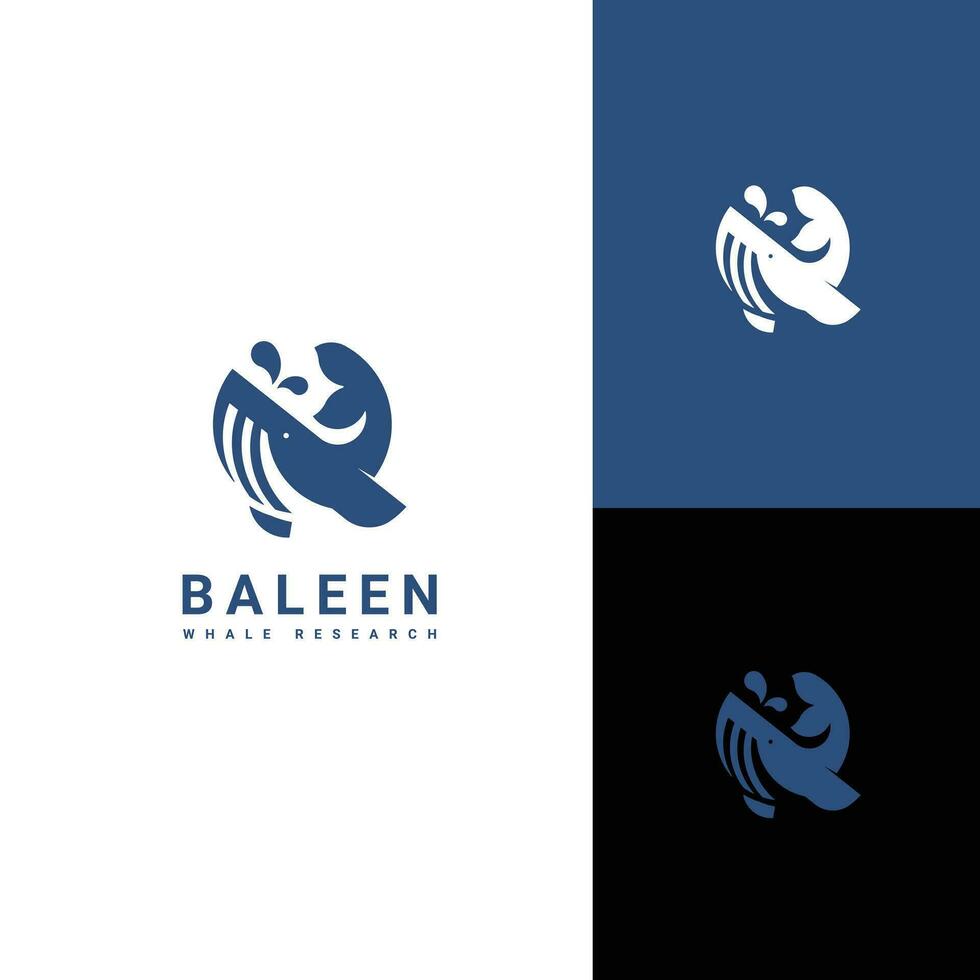 Whale baleen humpback modern logo design vector