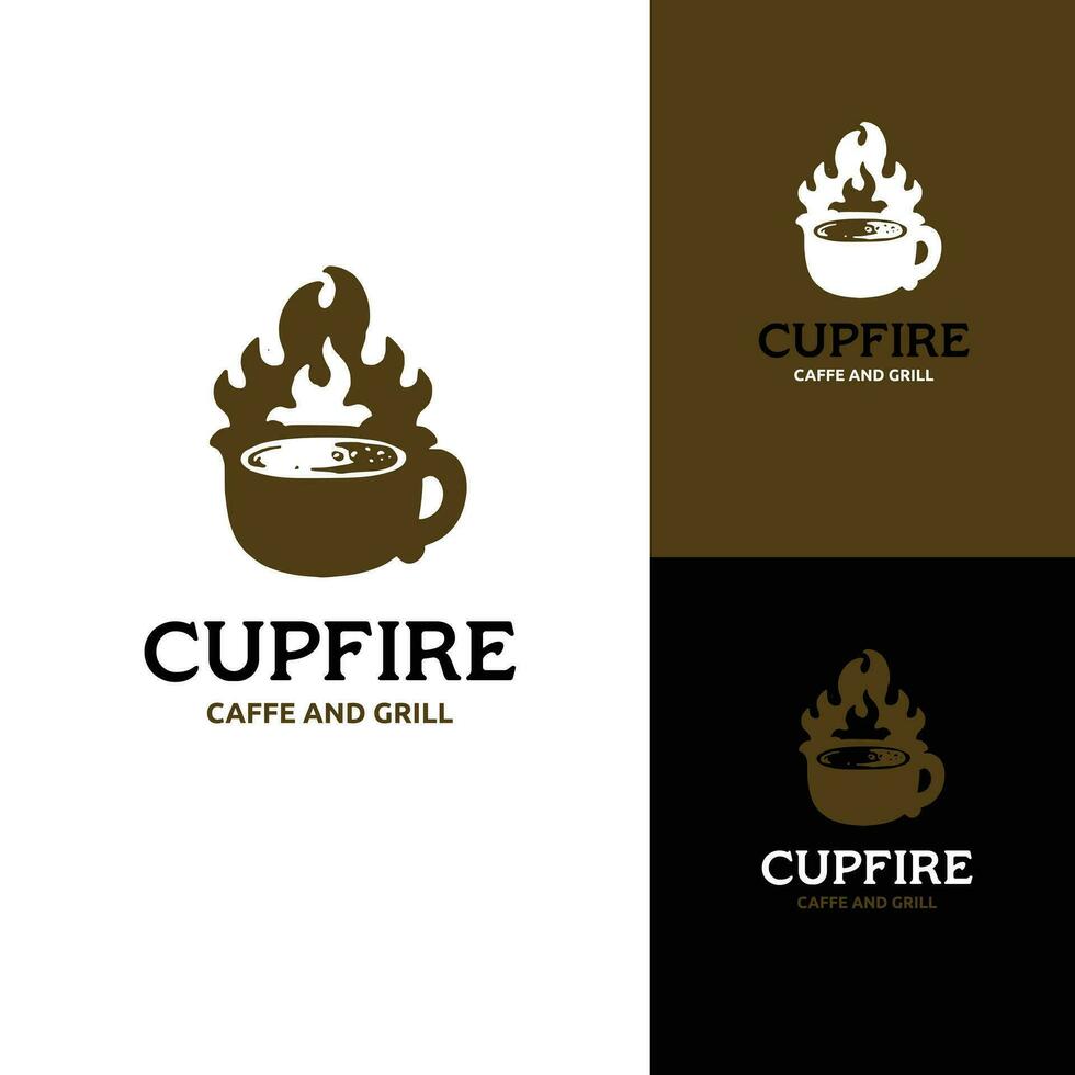 fuego café logo icono diseños vector