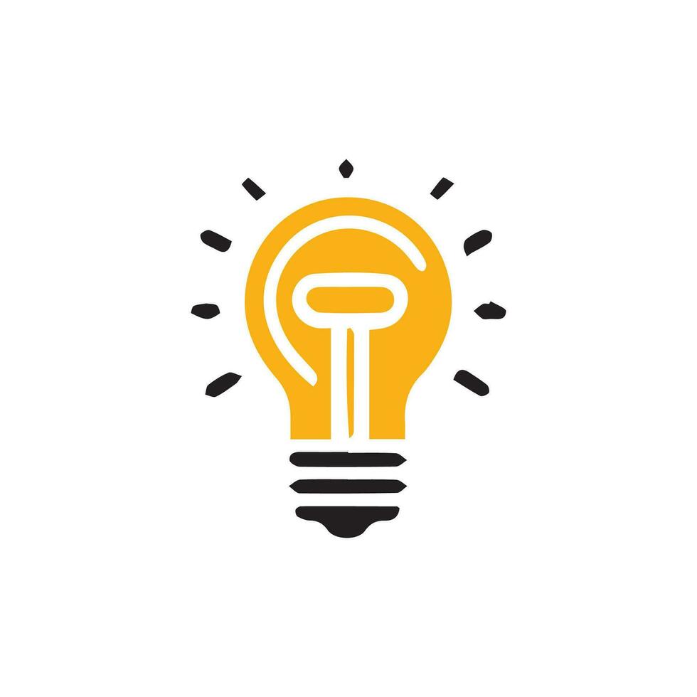 Lightbulb icon on light background. Idea symbol. Electric lamp, light, innovation, solution, creative thinking, electricity. Outline, flat and colored style. Flat design. vector